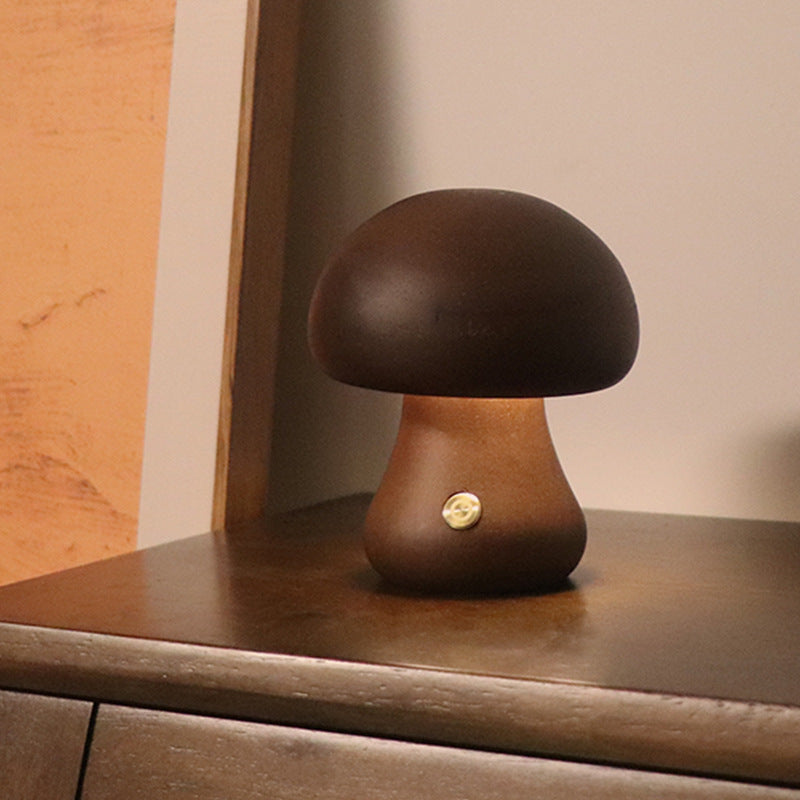 LUMONUIT | Veilleuse LED champignon en bois avec interrupteur tactile | Éclairage d'ambiance | Lampe adaptée aux enfants