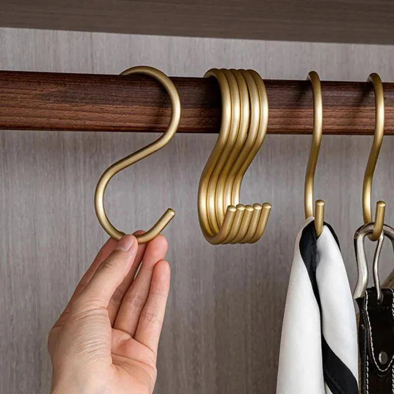 5 pcs Matte Gold/Silver Small S Shape Hook Holders │ Modern Practical Clothes Hanger