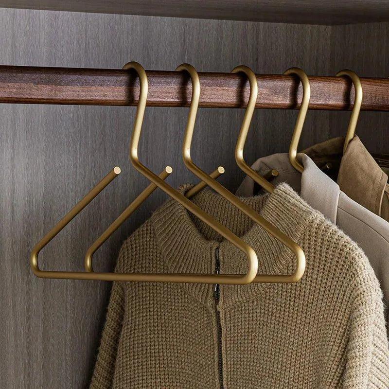 5 pcs Solid Matte Gold/Silver Clothes Coat Hanger │ Seamless Metal Wardrobe Organizer