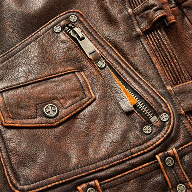 Retro Genuine Leather Jacket A81