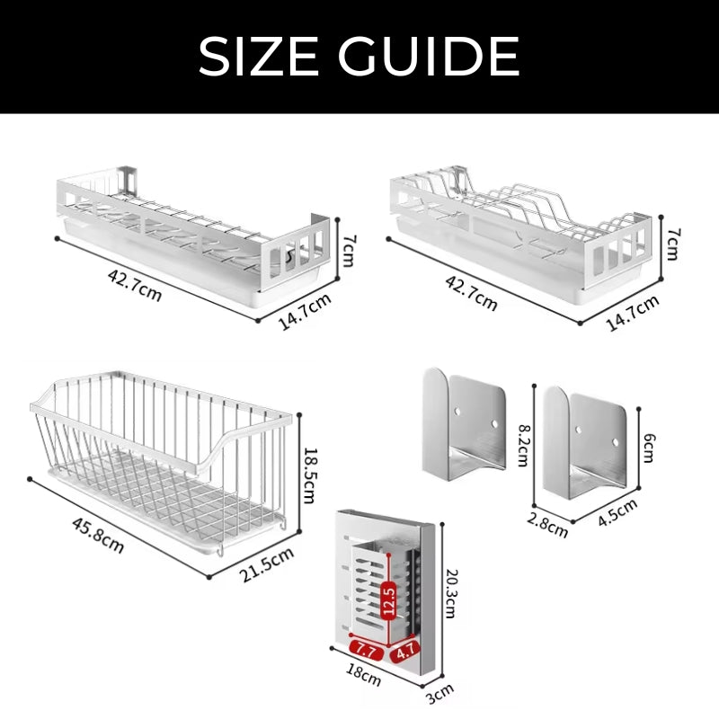 Collection de supports de rangement muraux en acier inoxydable