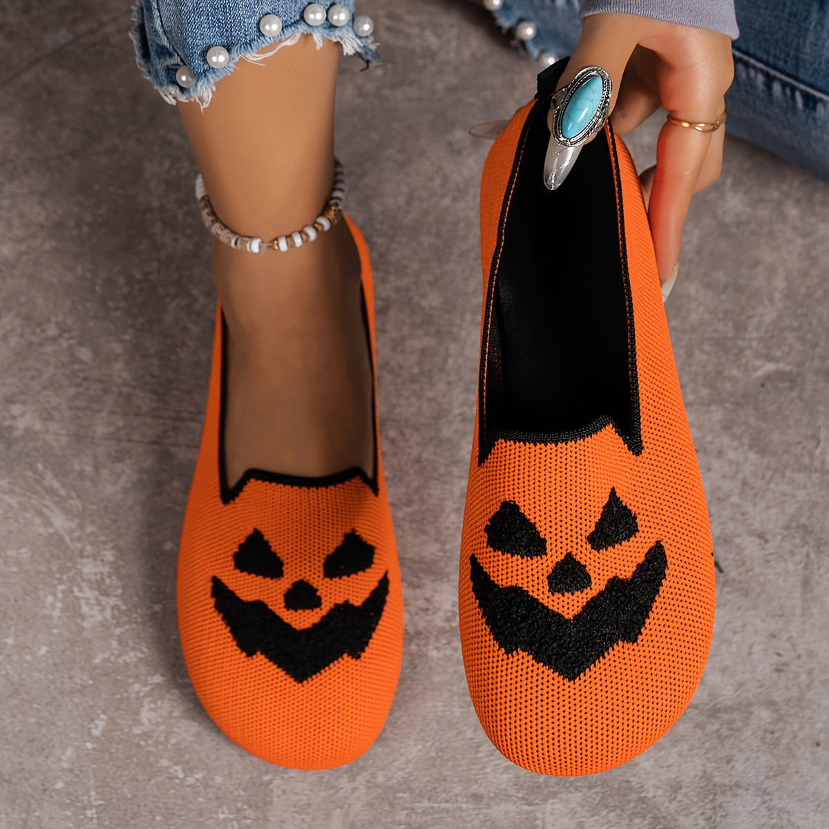 Halloween Pumpkin Print Tofflor - Bella