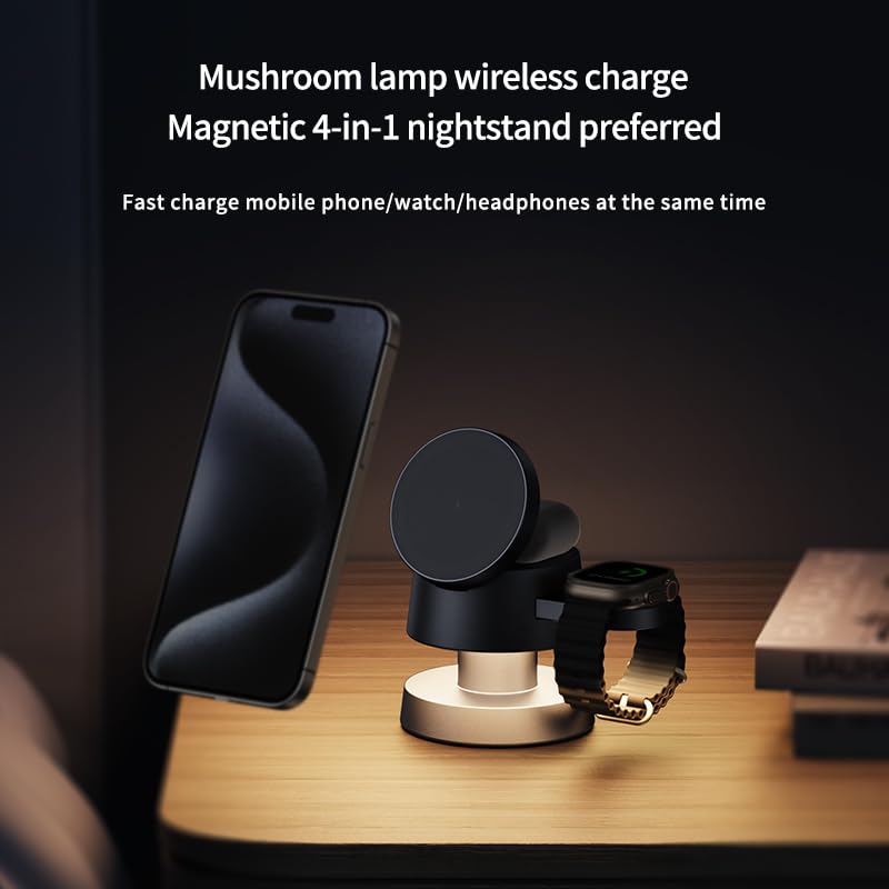 Chargeur magnétique 3 en 1 avec lumière ambiante – pour iPhone, montre et AirPods