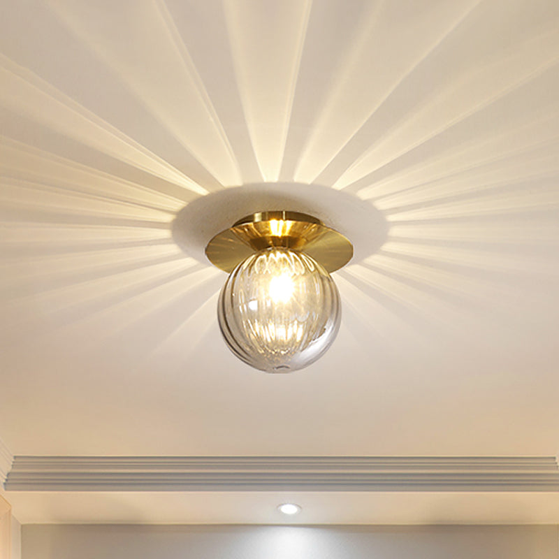 LuxeFlush – Lampada da soffitto con vetro acqua fumé oro