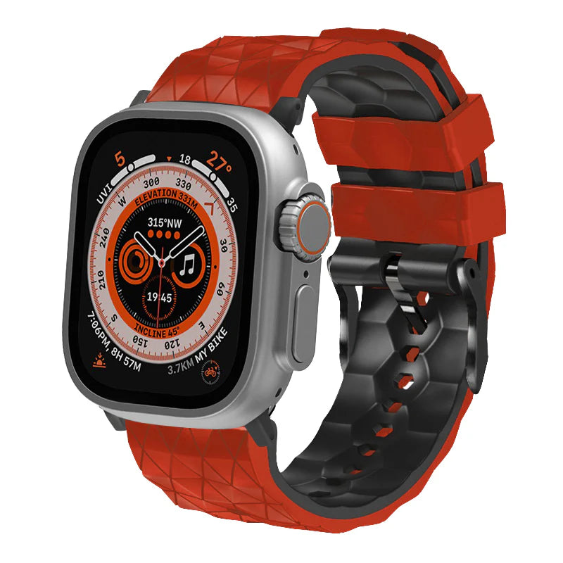 Bande de silicone de sport à motif de football bicolore pour Apple Watch