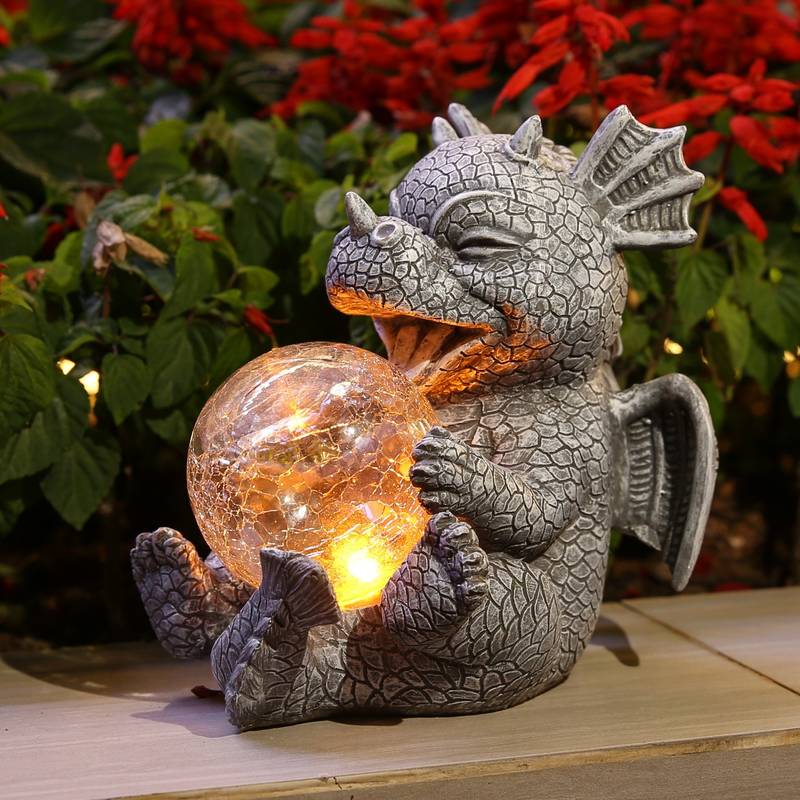 Havestatue - Draconis - Solar Lighting - Resin Dragon Statue lampe