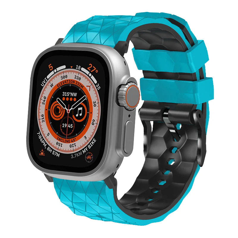 Bande de silicone de sport à motif de football bicolore pour Apple Watch