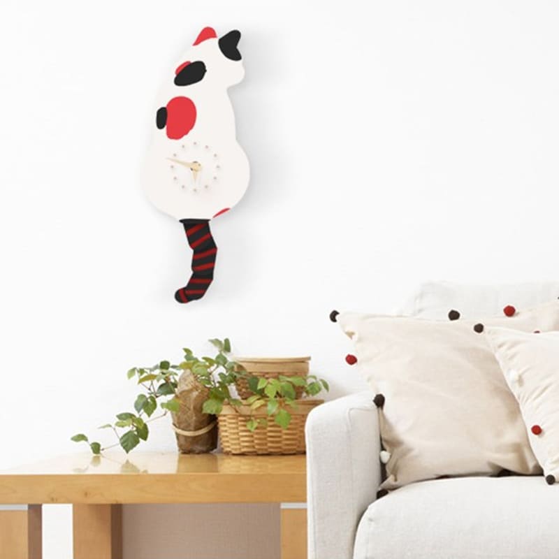 Nordic Cat Wagging Tail Wall Clock