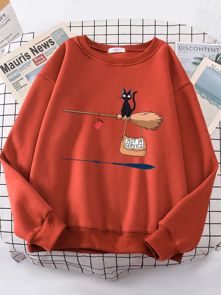 Bezem Vliegende Zwarte Kat Sweatshirt