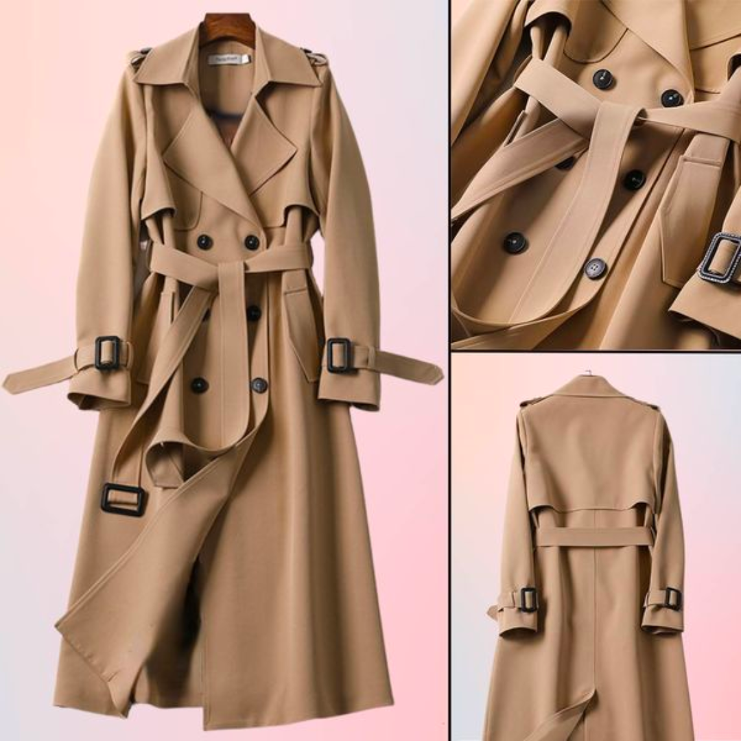 Fiona Britse stijl herfst trenchcoat/jasje met dubbele knopen