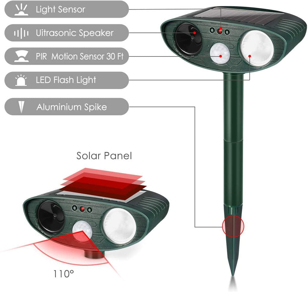 Cat Outdoor Solar Ultrasonic Repeller - Bli kvitt katter på 48 timer eller det er GRATIS