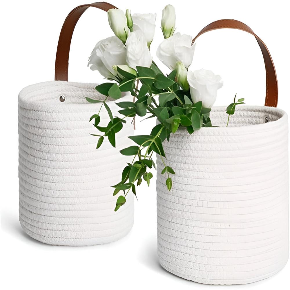 Woven Cotton Rope Hanging Basket | 2pc Set