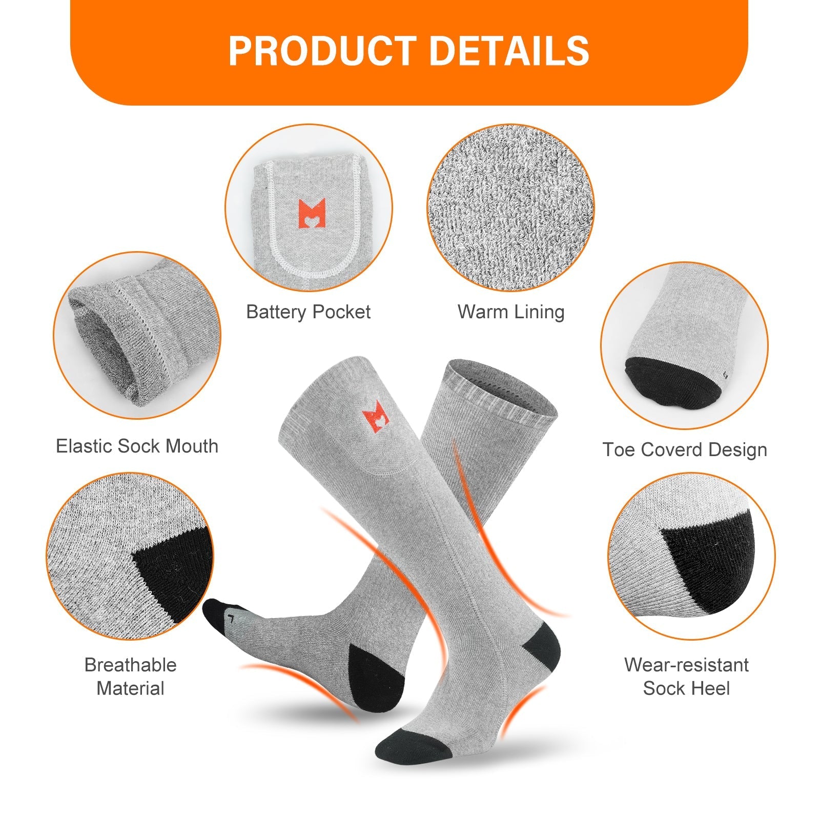 Battery Heated Socks（Gray）