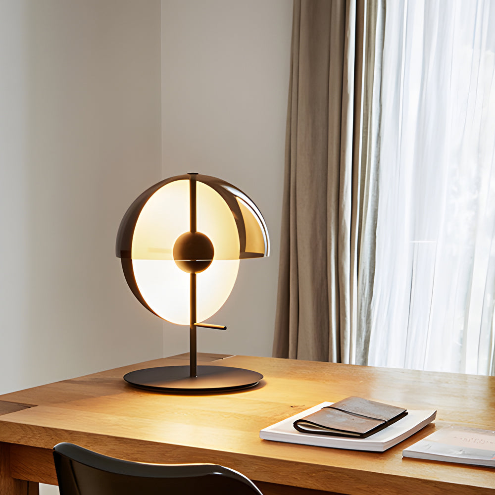 Theia - Lampe de Table avec Demi-Sphère Verticale et Écran Fumé Horizontal