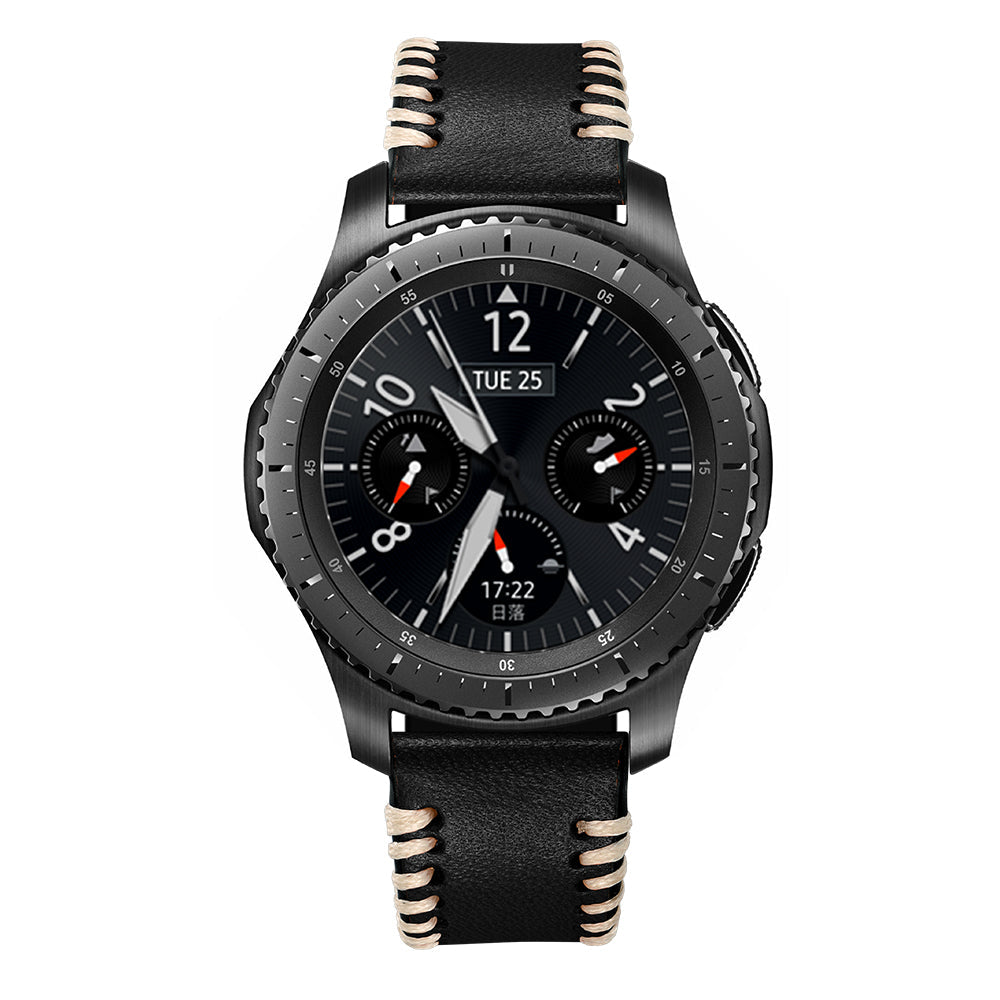 רצועת עור תפור ביד עבור Samsung Galaxy Watch 4/5/6/7-20 מ"מ