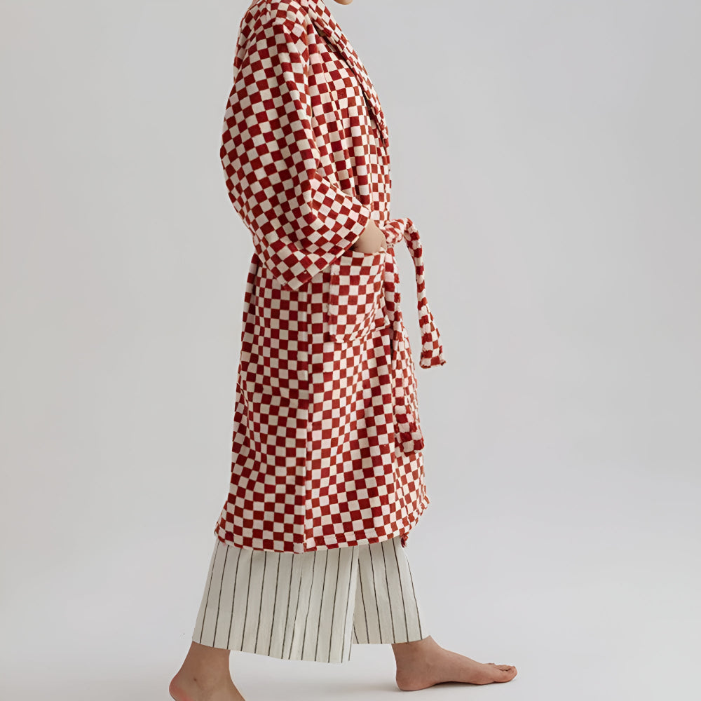 Cloud Weave Checkerboard Bathrobe