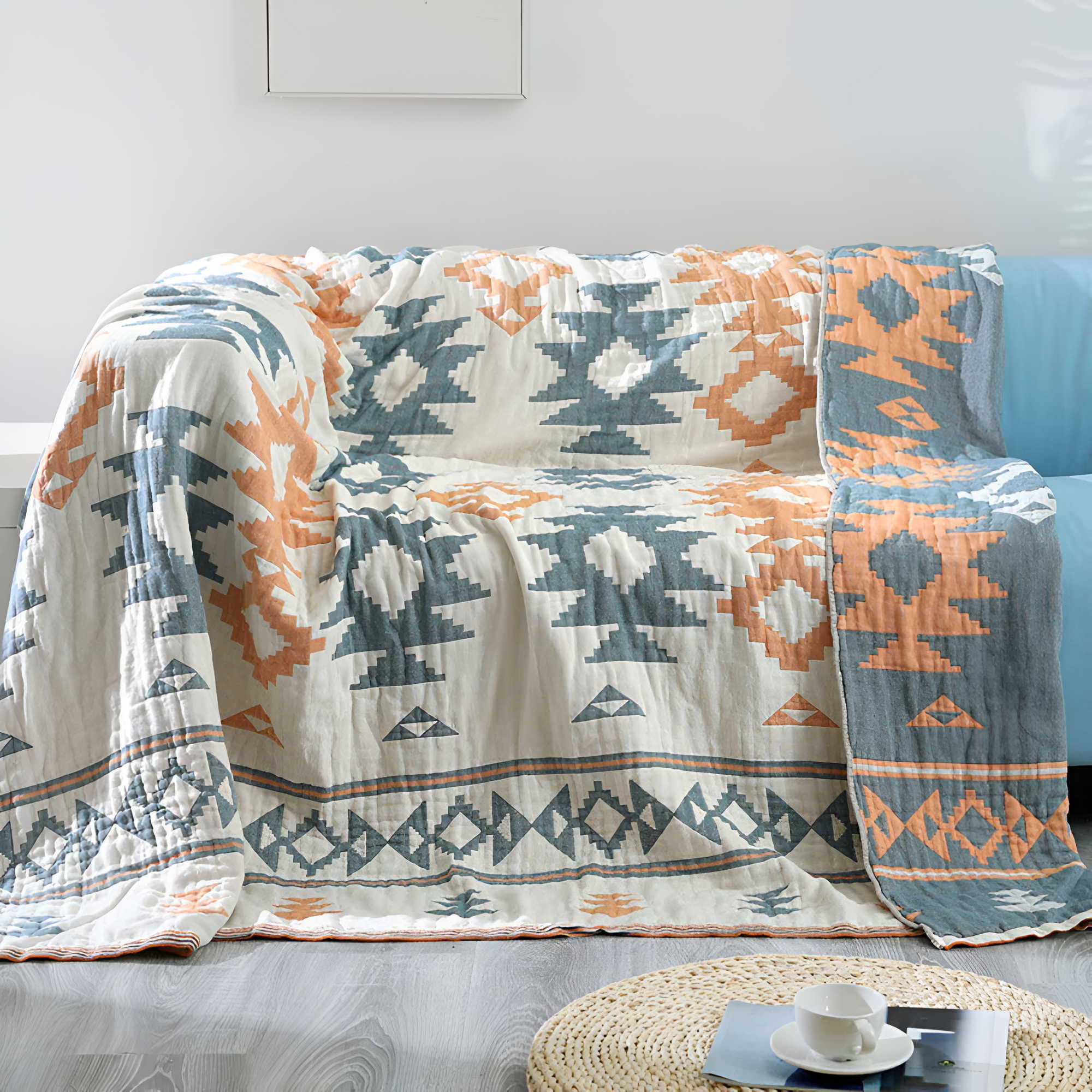 Reversible Geometric Blanket Sofa Cover