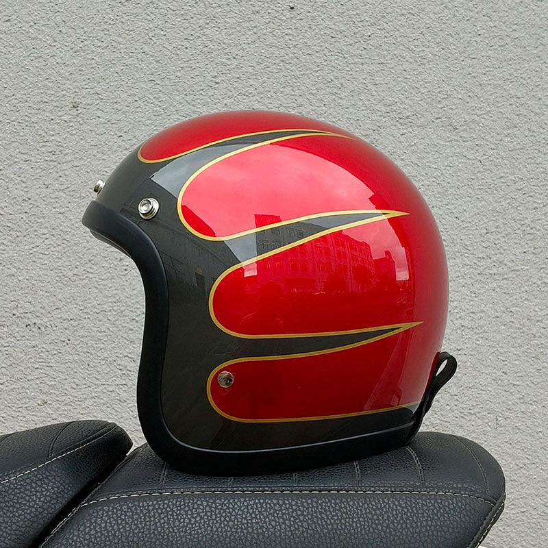 Vintage-Motorradhelm mit niedrigem Profil – DOT- und ECE-Zulassung