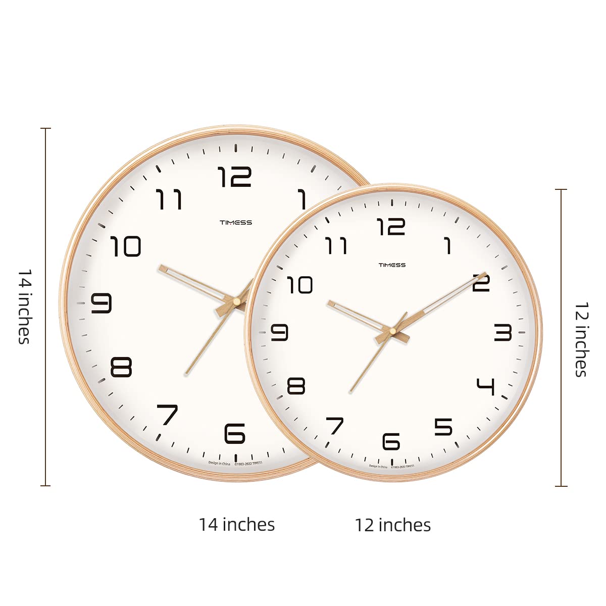 Reloj de pared analógico simple de madera maciza para el hogar