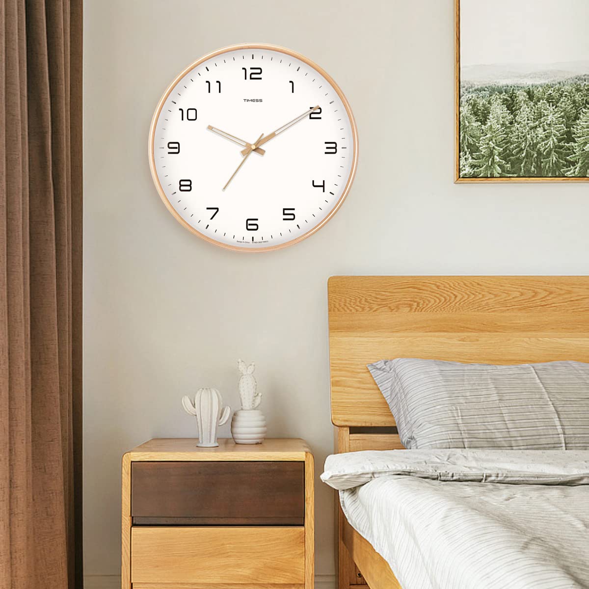 Reloj de pared analógico simple de madera maciza para el hogar