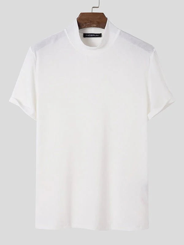 T-shirt Slim Fit con Collo Alto da Uomo