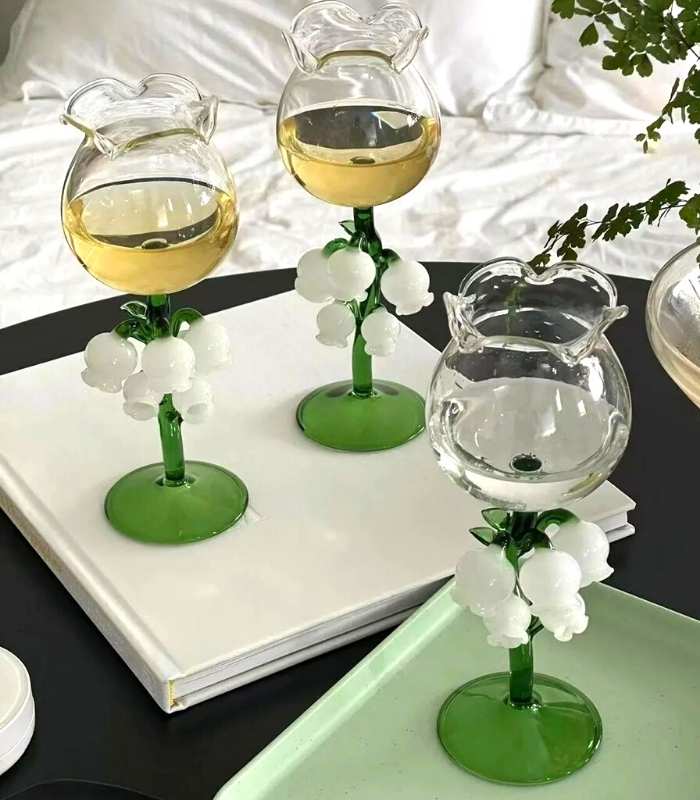 Lelietje-van-dalen Glas Wijn Champagne Glas Handgeblazen glas 21 cm