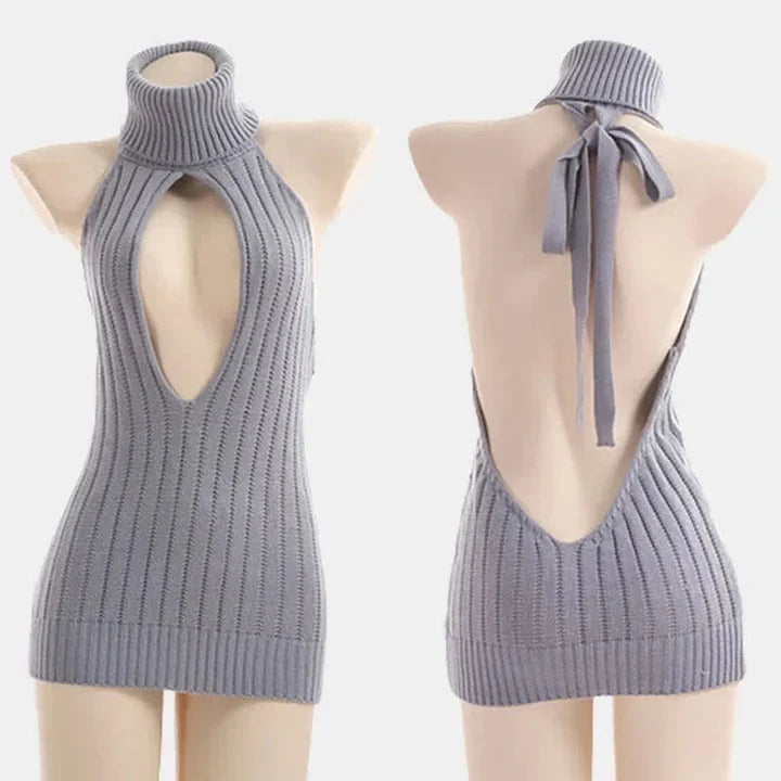 Sexig Hollow Out Pullover Backless Virgin Killer Sweater