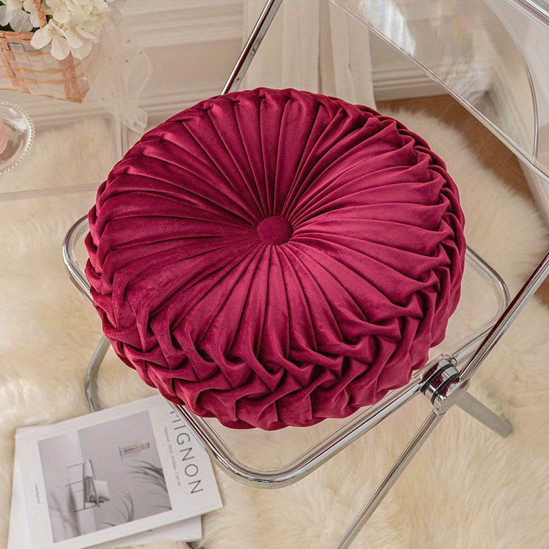 PumpkinVelvet - Coussin rond en velours doux pour salon et bureau