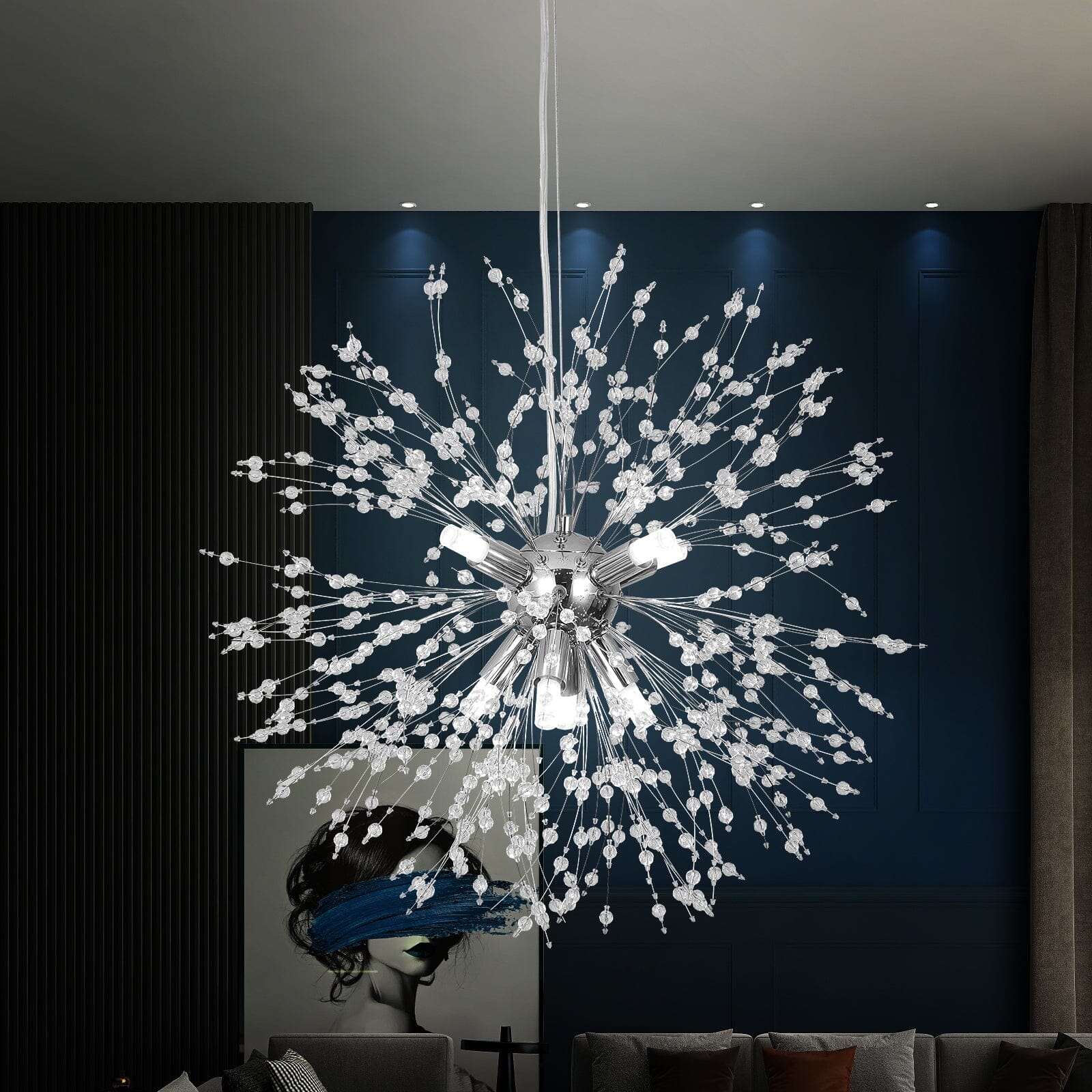 Moderne paardenbloem kristallen hanglamp