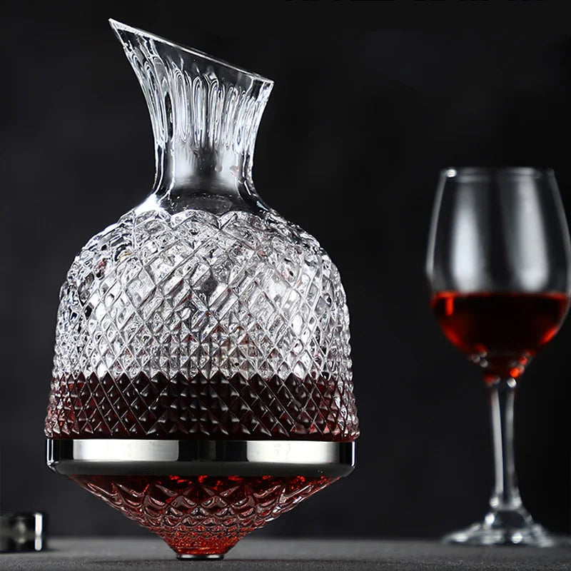 Decanter per vino in cristallo girevole a 360°