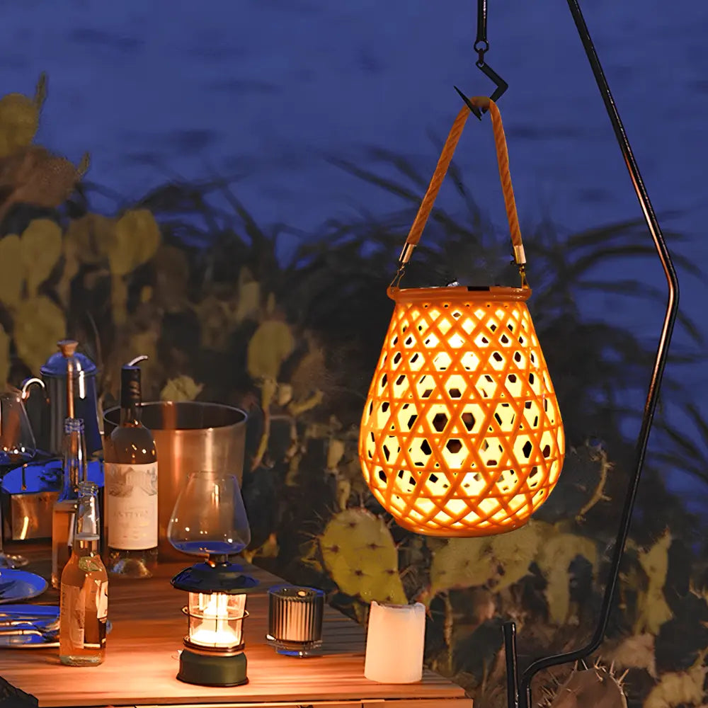 Luna Solar Woven Lantern – Elegant Indoor & Outdoor Lighting