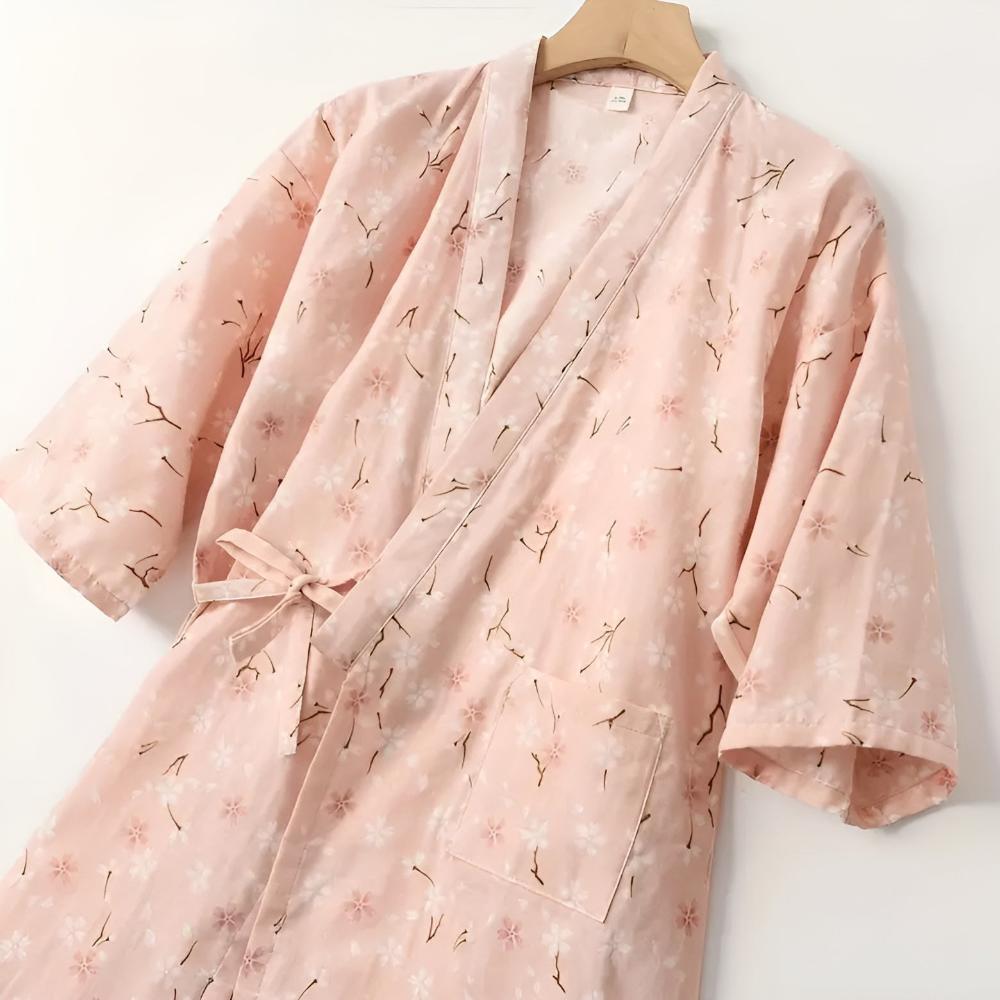 Women's Floral Pattern Cotton Bathrobe