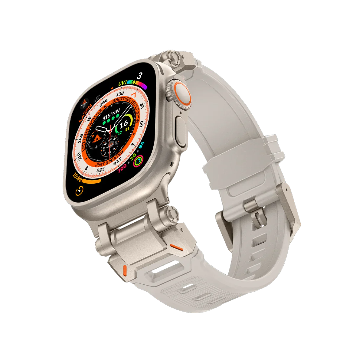 Neues Titan-Metallkopf-Silikonarmband für die Apple Watch