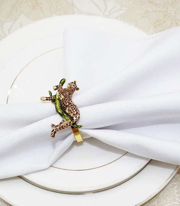 12 Pcs Set Leopard Napkin Rings Alloy 5 cm