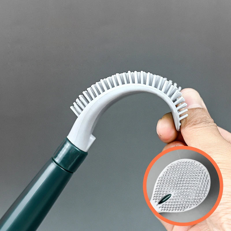 Household punch-free wall hanging long handle silicone toilet brush