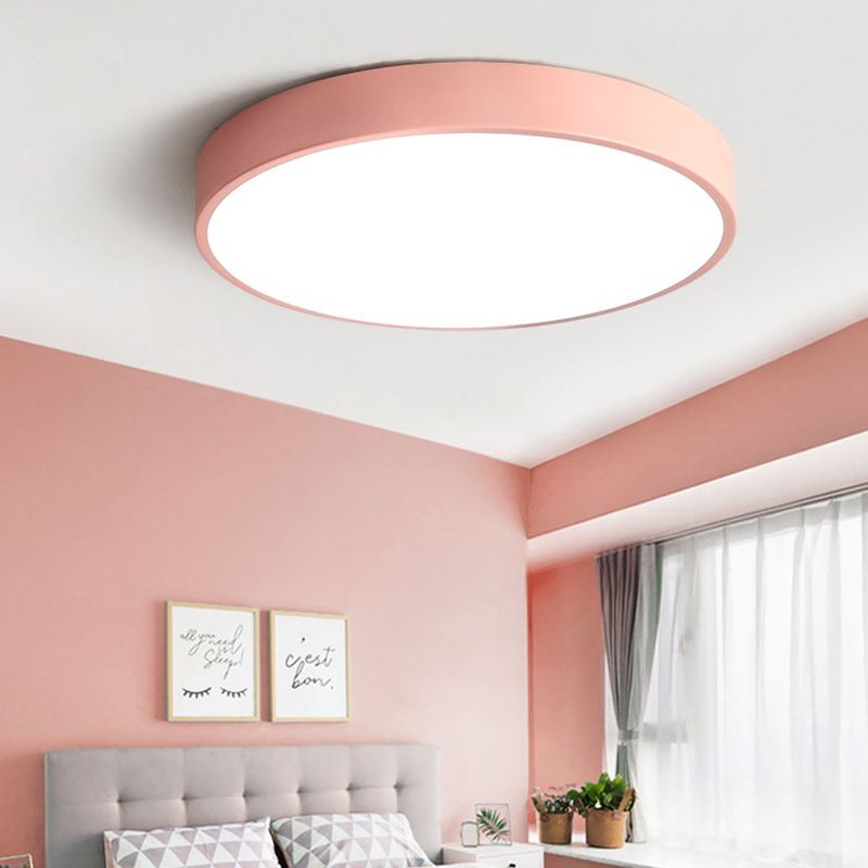 Morandi moderne ronde LED-plafondlamp roze grijs metalen woonkamer