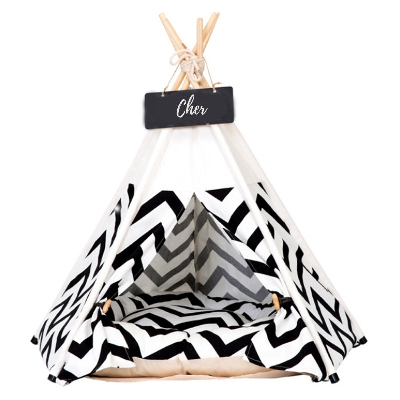 Teepee moderno bohemio para perros con cojín de cama suave