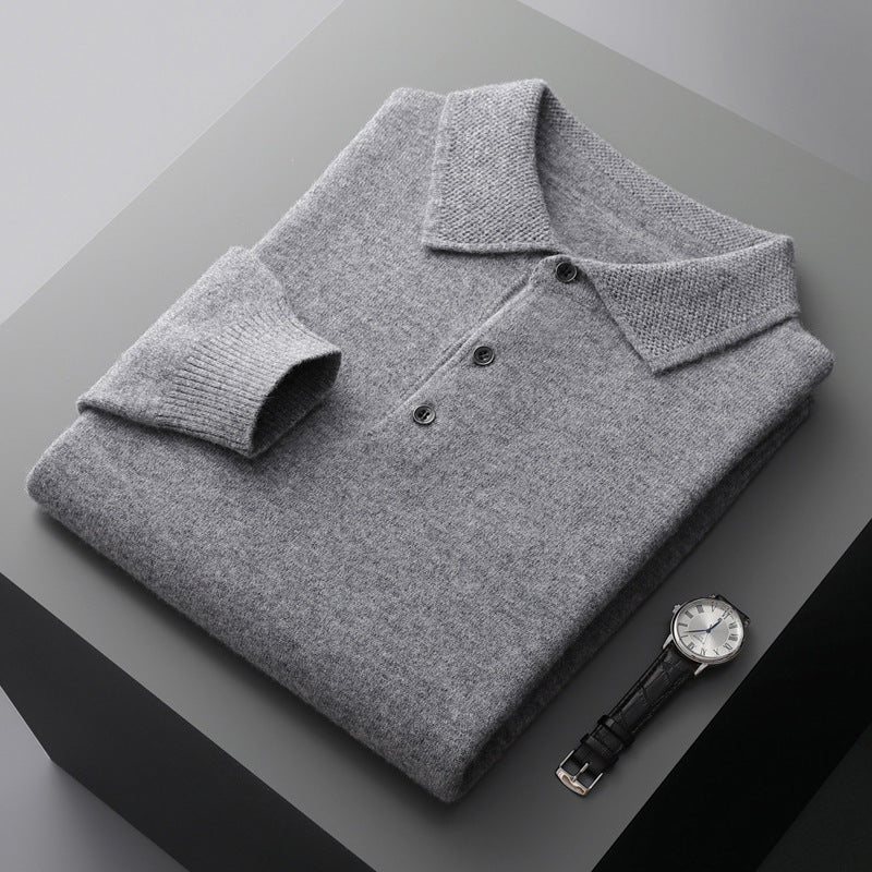 Polo a maniche lunghe in 100% cashmere