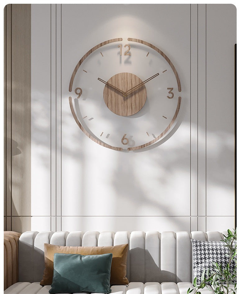 Horloge murale silencieuse nordique en bois véritable, 35 cm