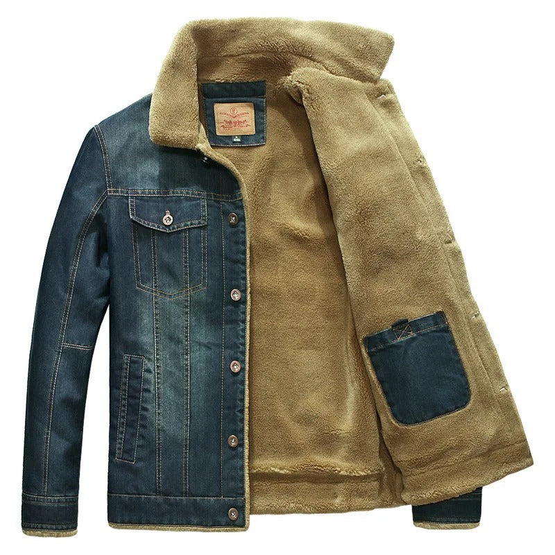 Lucas - Windbreaker denim jacket with fleece lining