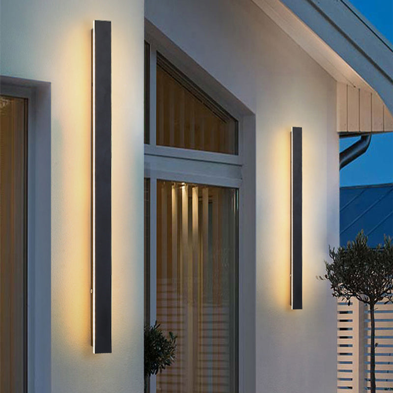 Lampade da Parete Edge a LED Design Moderno in Metallo Nero per Giardino e Corridoio