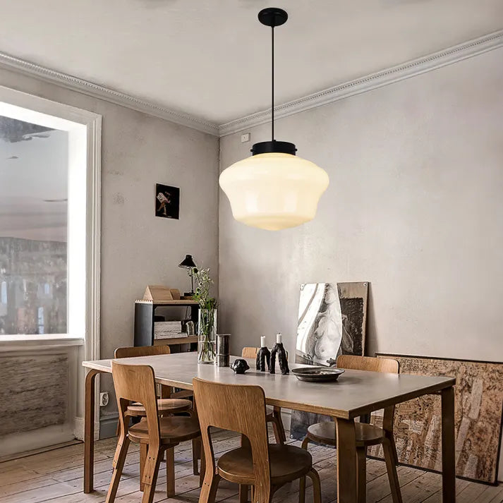 VintageGlow – Geometric Pendant Lamp in Matte Glass