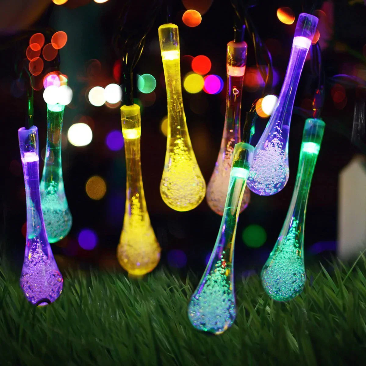 Outdoor Solar String Lights, Garden Decor LED Water Drop Waterproof Lights