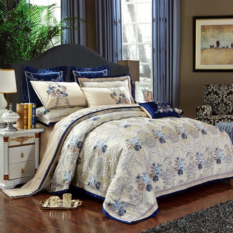 Juego de cama de lujo con estampado oriental de jacquard Gazaneya