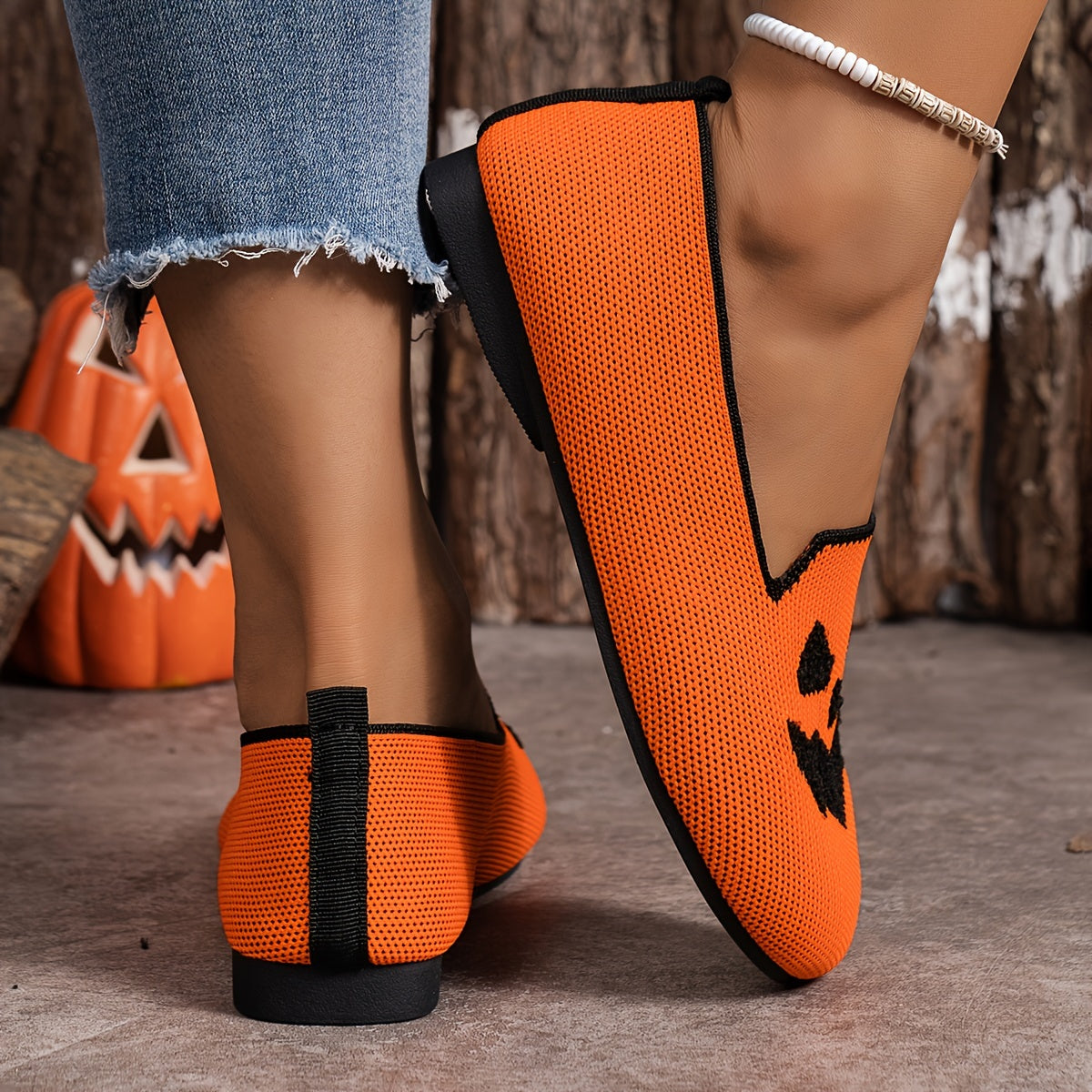 Halloween Pompoen Print Pantoffels - Bella