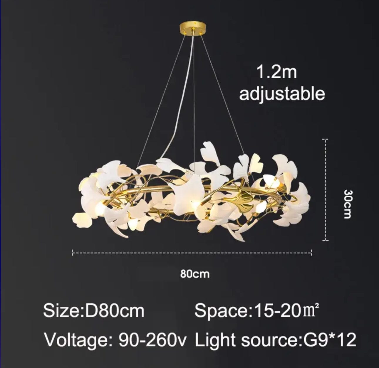 Lampadario in ceramica a forma di petalo