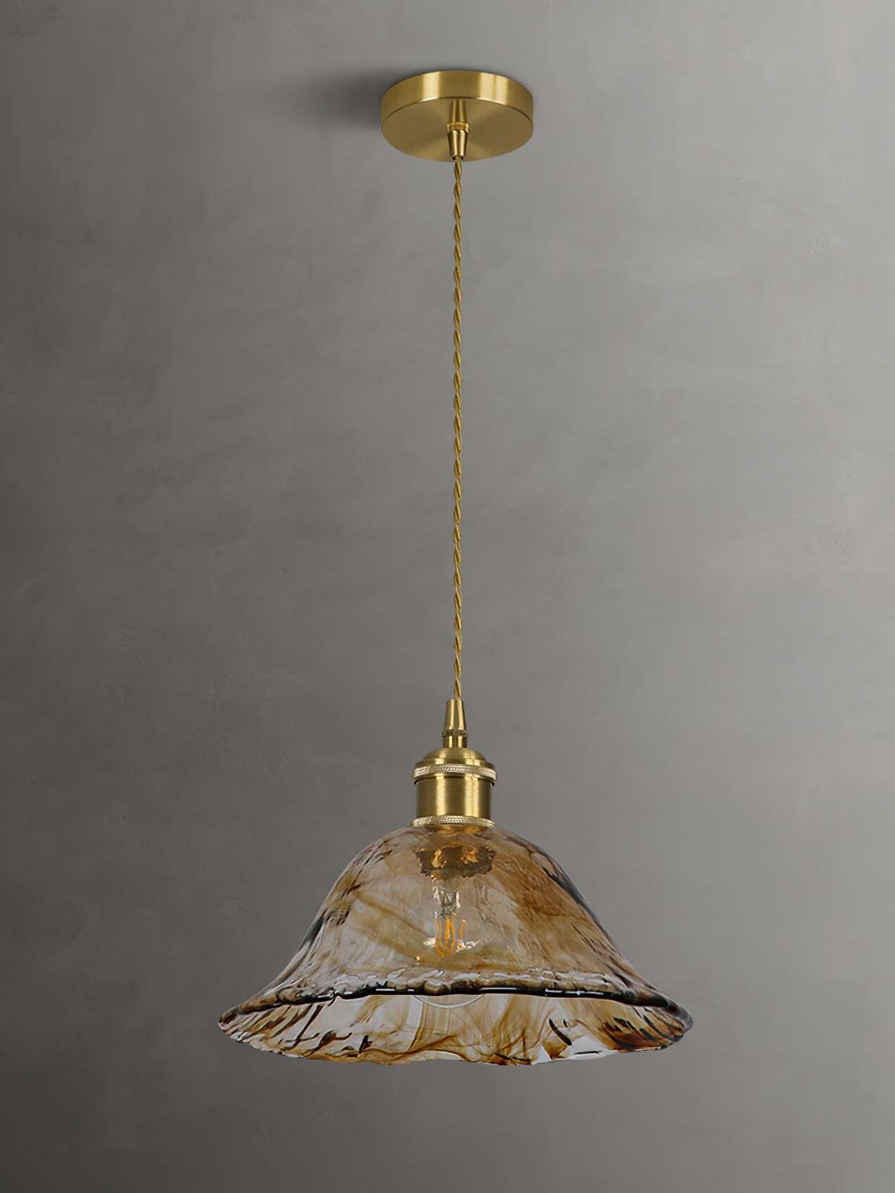 Brass Amber Glass Pendant Light -valaisin