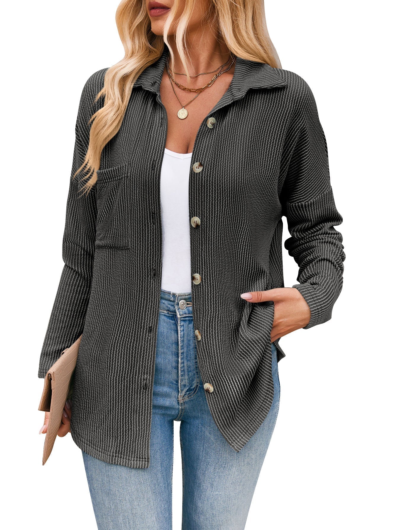 Claire™ - Stripet langermet bluse