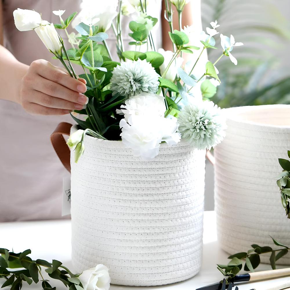 Woven Cotton Rope Hanging Basket | 2pc Set