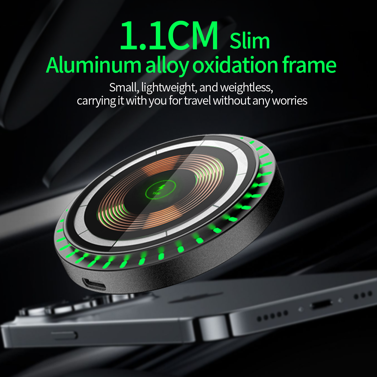 T26-Ultra-Thin LED Ambient Light, Transparent Magnetic Wireless Charger